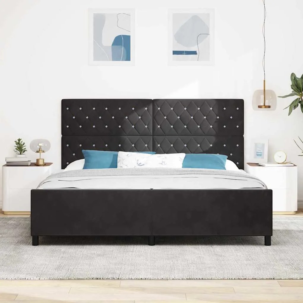 Estrutura de Cama vidaXL Preta 200x200 cm Veludo
