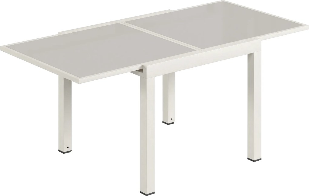 Outsunny Mesa Extensível em Alumínio para Exterior, Tampo em Vidro Temperado, Branco Creme. | Aosom Portugal