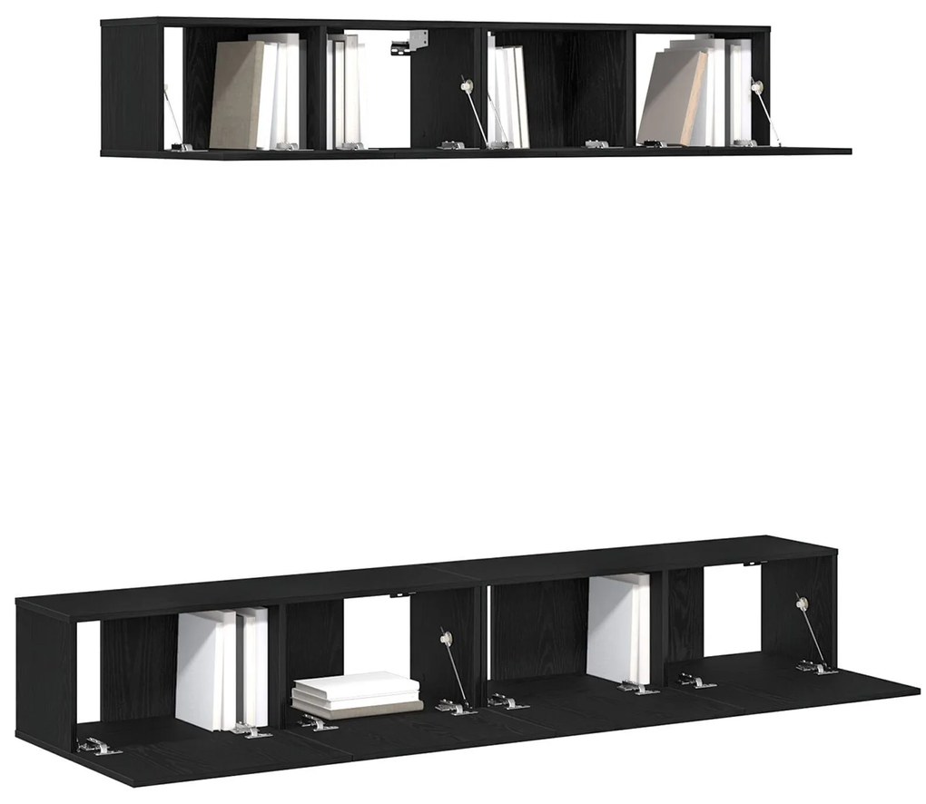Conjunto de Estante para TV 4 Peças VidaXL Preto Madeira Engineered