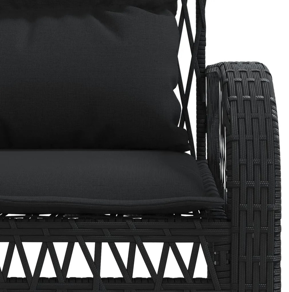 4 pcs conjunto de sofás para jardim c/ almofadões vime PE preto