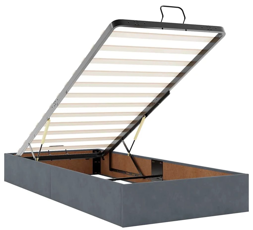 Estrutura cama otomana colchão 80x200 cm veludo cinzento escuro