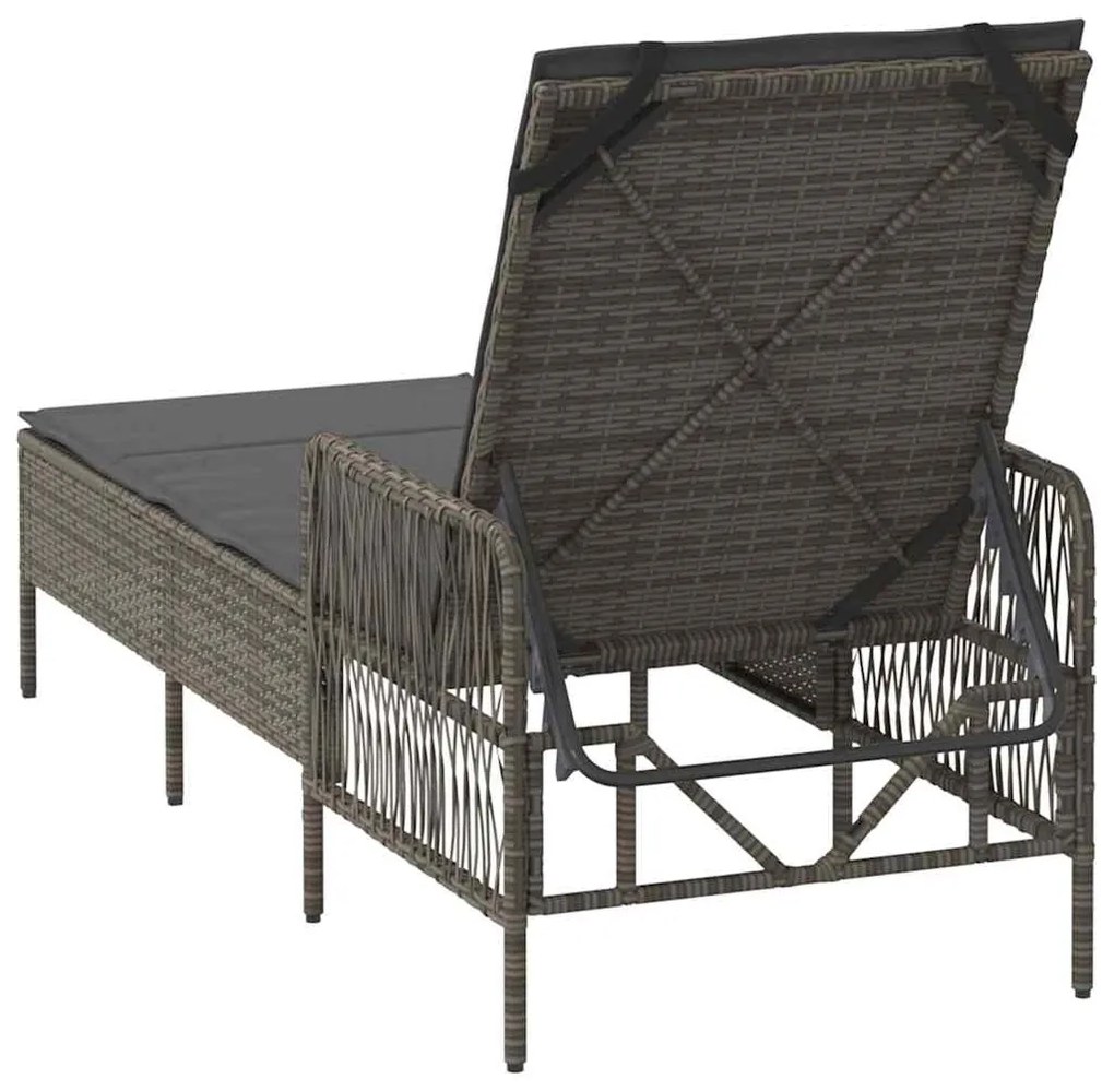 Espreguiçadeira Cinza e cinza escuro Vime PE 157 x 55 x 92 cm