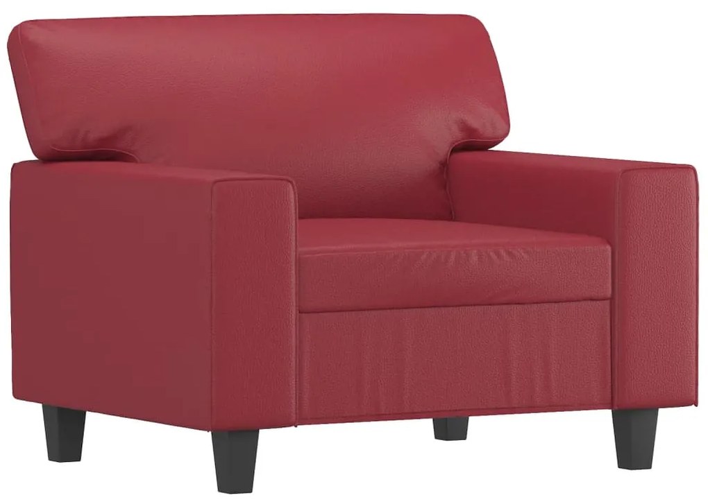 Poltrona com apoio de pés 60 cm couro artificial vermelho tinto