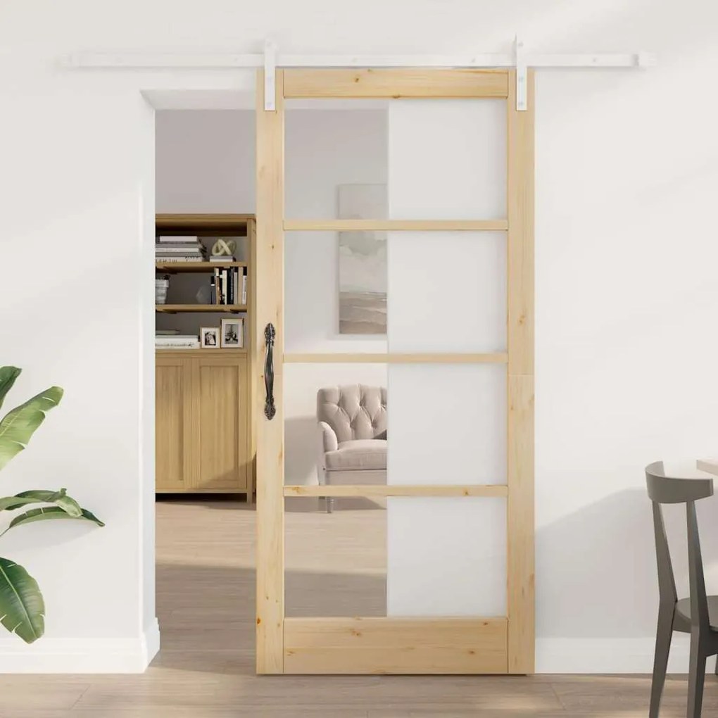 Porta Deslizante com Conjunto de Ferragens 'ORKDAL'Madeira Sólida e Vi