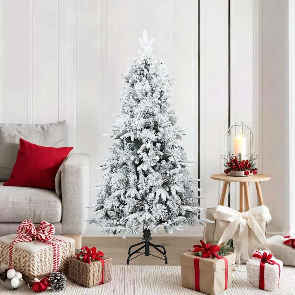 vidaXL Árvore de Natal Artificial Articulada Nevado Flocked Branco