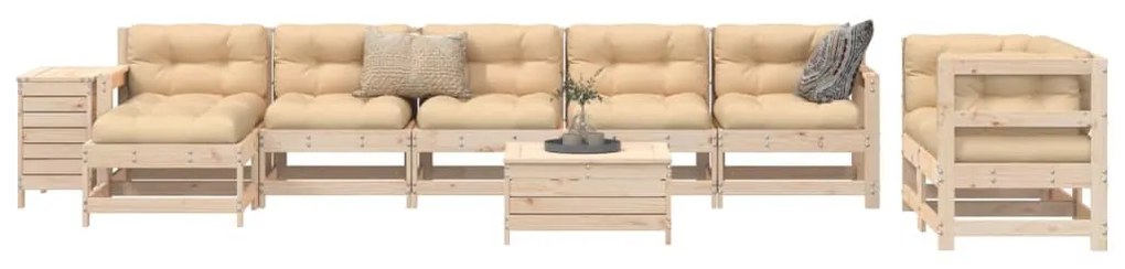 vidaXL 10 pcs conjunto sofás de jardim madeira de pinho maciço