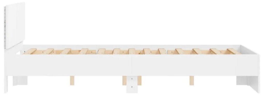 Estrutura de cama com cabeceira e luzes LED 135x190 cm branco