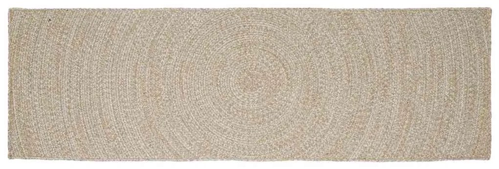 vidaXL Tapete Natural e Branco 80 x 250 cm Juta