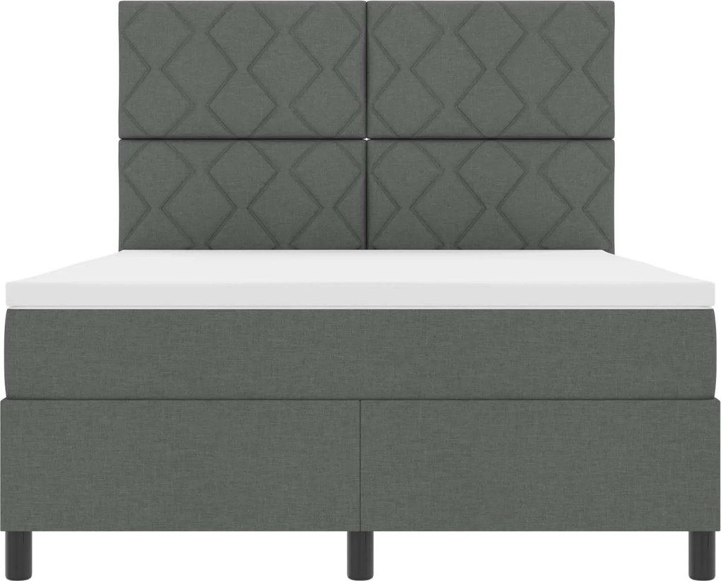 vidaXL Cama Box com colchão Cinzento escuro 160 x 200 cm tecido