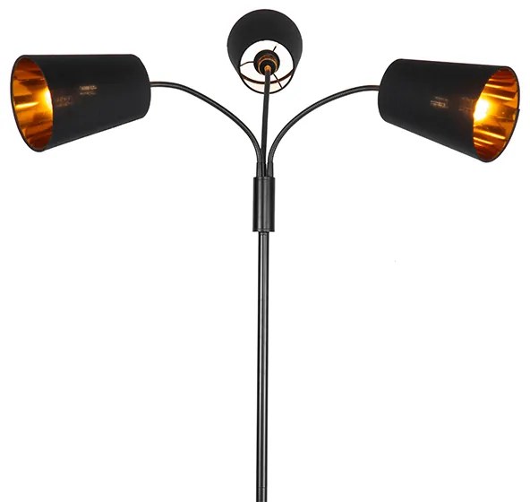 Candeeiro de pé moderno preto 3 luzes - Carmen Moderno
