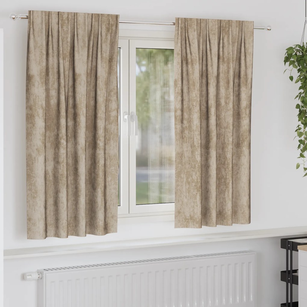 vidaXL Cortinas de Veludo 2 pcs com Ilhós Champagne 175x140 cm