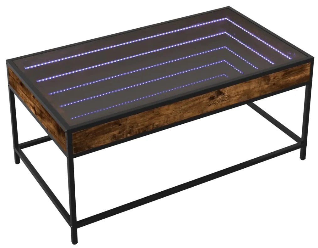 Mesa de centro luzes LED Infinity 90x50x41 cm carvalho fumado