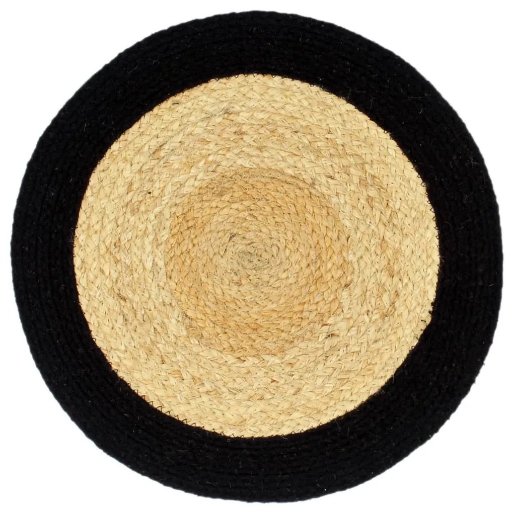 Individuais de mesa 4 pcs juta e algodão 38 cm natural e preto