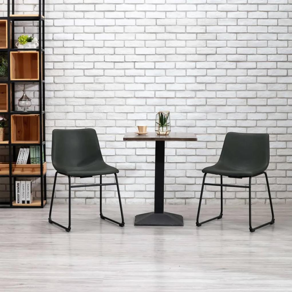 Cadeiras de jantar 2 pcs couro artificial cinzento