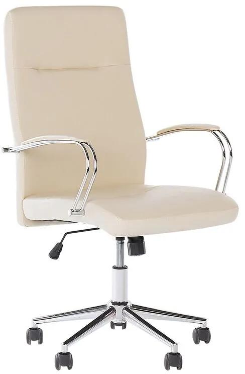 Cadeira de escritório em pele sintética creme OSCAR Beliani