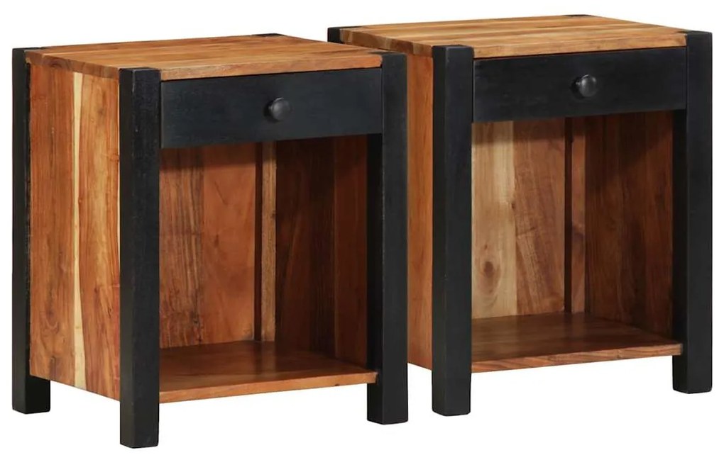 Armários de Cabeceira 2 pcs 40x35x50 cm Madeira Sólida de Acácia