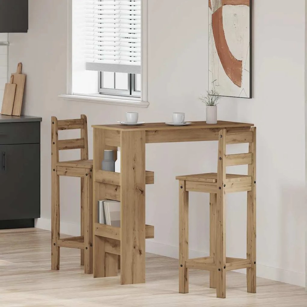 Mesa alta de parede carvalho artesanal 102x45x103,5 cm