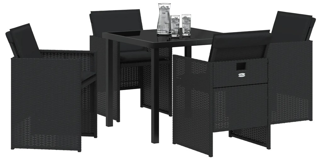 Conjunto de Jantar de Jardim Conjunto de 2 Preto Aço, Rattan