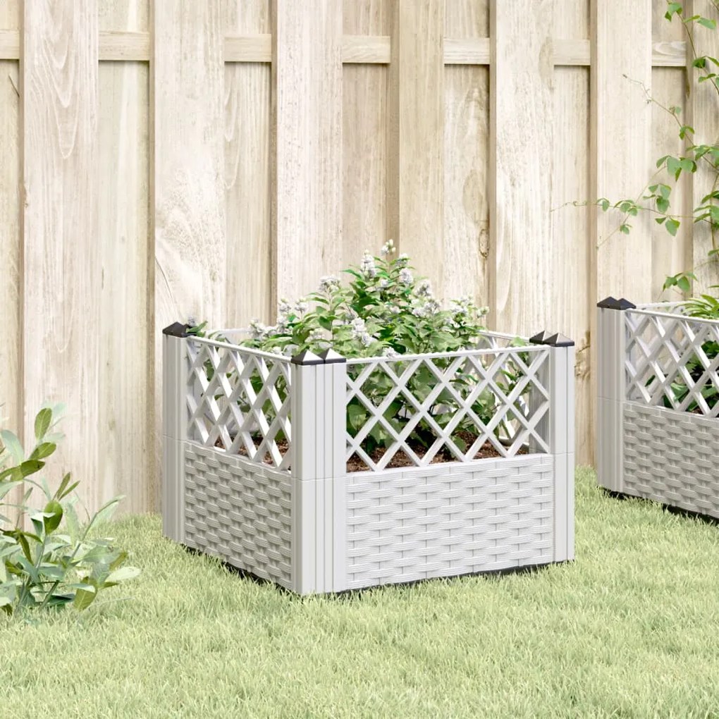 Vaso/floreira de jardim c/ estacas 43,5x43,5x43,5 cm PP branco
