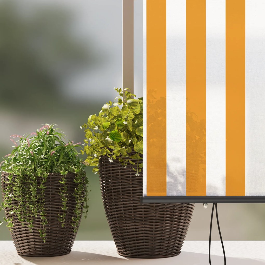 Cortina Rolô Exterior laranja e branco 220 x 250 cm tecido