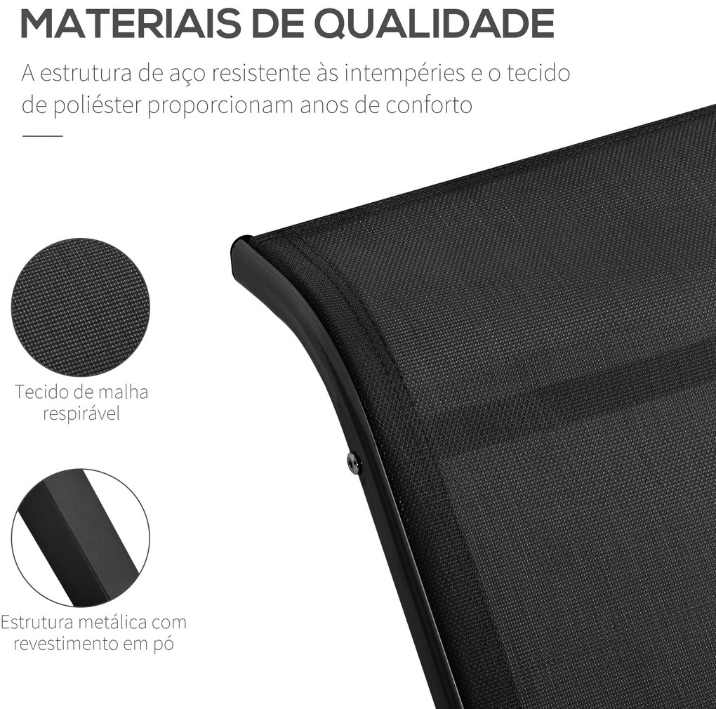 2 Espreguiçadeiras de Jardim 59x169x66 cm com Mesa 41x41x45 cm Vidro T