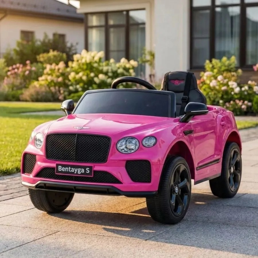 Carro elétrico para Crianças 12V Bentley Bentayga S, Rodas de espuma EVA, Assento Couro ecológico Rosa