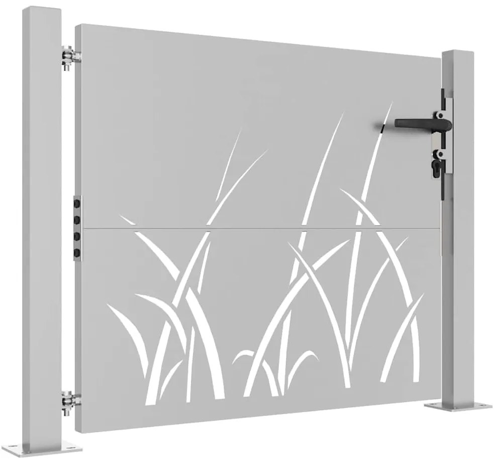 Portão de jardim 105x80 cm aço corten design erva