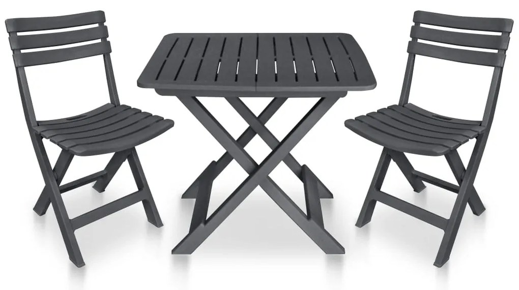 Conjunto bistrô dobrável 3 pcs plástico antracite