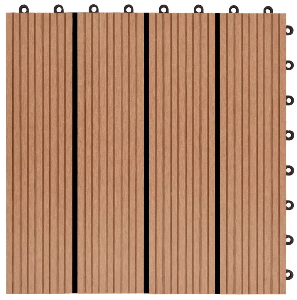 Ladrilhos de pavimento 22 pcs WPC 2m² 30x30 cm cor teca