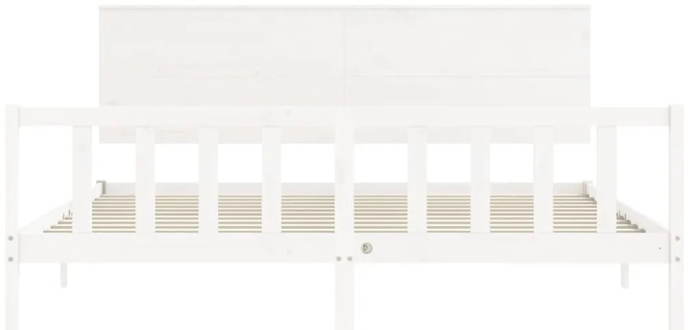 Cama sem colchão 200x200 cm madeira de pinho maciça branco