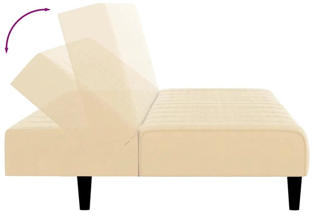 Sofá-cama de 2 lugares veludo cor creme