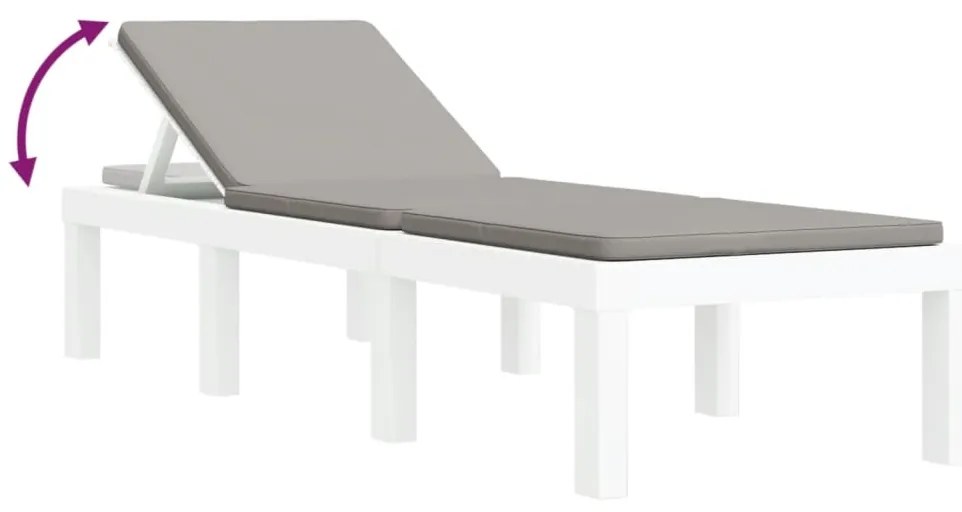 3 pcs conjunto lounge de jardim com almofadões PP branco