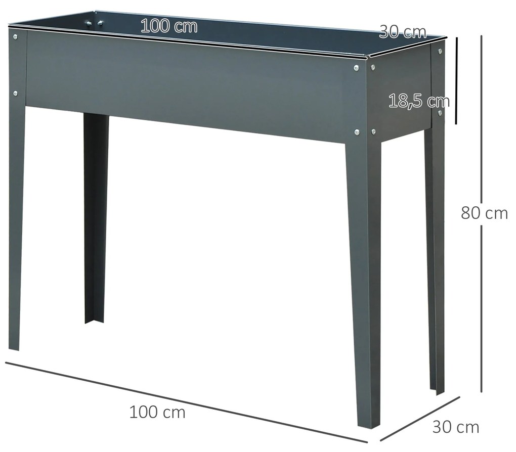 Outsunny Floreira Elevada Mesa para Cultivo Retangular para Plantas Ve