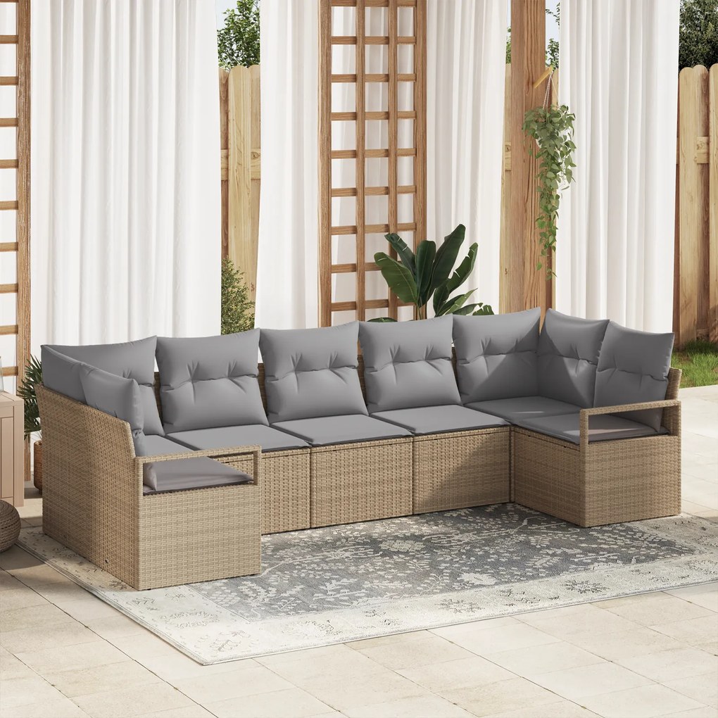 Conjunto de Sofás de Jardim vidaXL com Almofadas Bege em Rattan Poliés