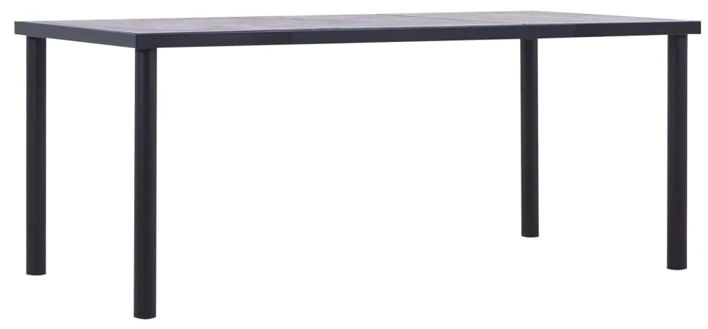 Mesa de jantar 180x90x75 cm MDF preto e cinzento cimento
