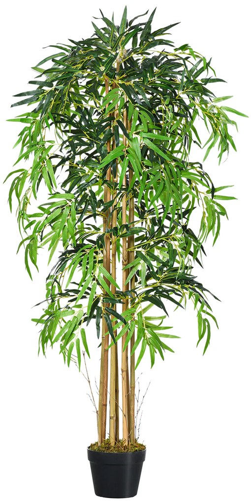 Outsunny Bambu Artificial 150cm com Vaso Decorativo Planta Sintética Realística Ø18x150 cm Verde