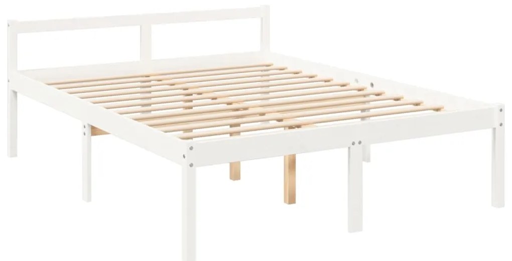 Cama para idosos king size 150x200 cm pinho maciço branco