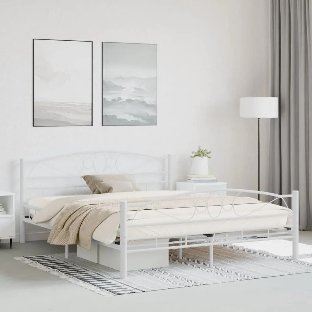 vidaXL Estrutura de cama 160x200 cm metal branco