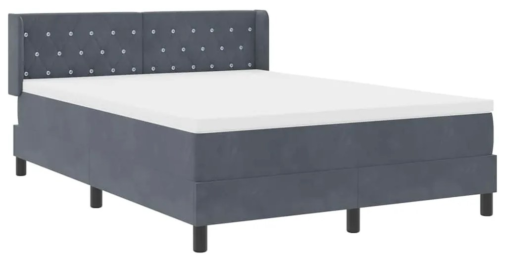 Cama Box com Colchão vidaXL Cinza Escuro 140x190 cm Veludo