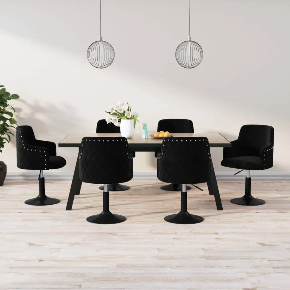 vidaXL Cadeiras de jantar giratórias 6 pcs veludo preto