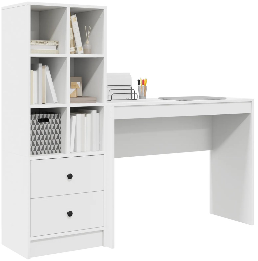 Mesa com Armazenamento Branca de Madeira Ingenheirada