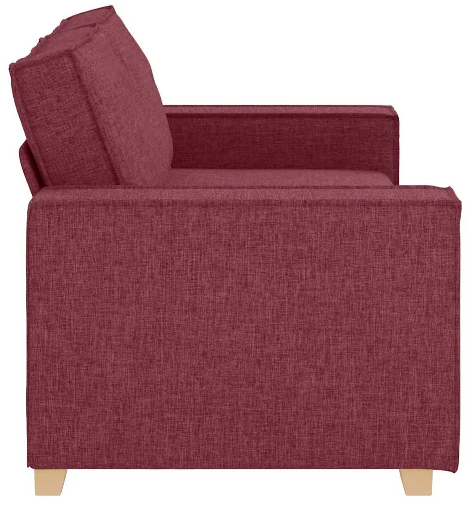 Sofá de 2 lugares, cor vinho, 140 cm, tecido