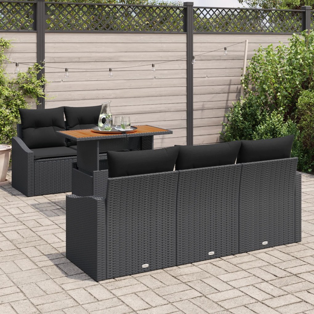 conjunto de sofá de jardim de 6 peças com almofadas em rattan poli pre