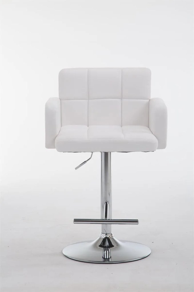 Banco de bar Los Angeles em couro sintético 60 x 93-113 x 56 cm Branco