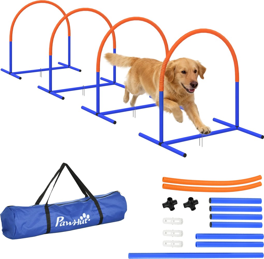 Conjunto de equipamento de agilidade para cães, conjunto de agilidade para cães, saco de transporte 88 x 64 x 95 cm, azul e laranja