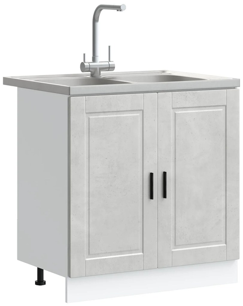 Armário de Base para Pia "Porto" com Pia Cinza Concreto 80x46x84,5 cm