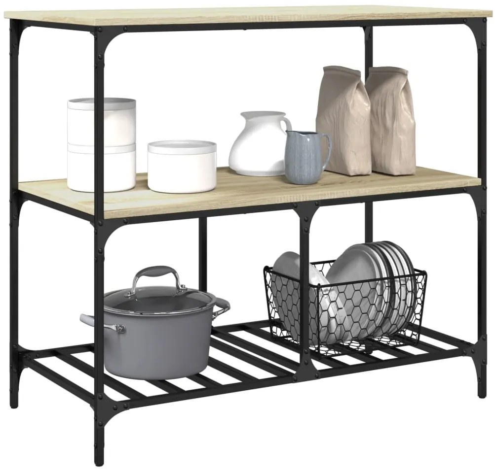 Carrinho cozinha 100x50x95 cm deriv. madeira carvalho sonoma