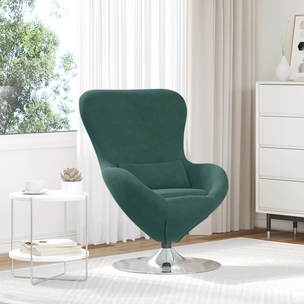 Poltrona Ovo Veludo Verde Escuro
