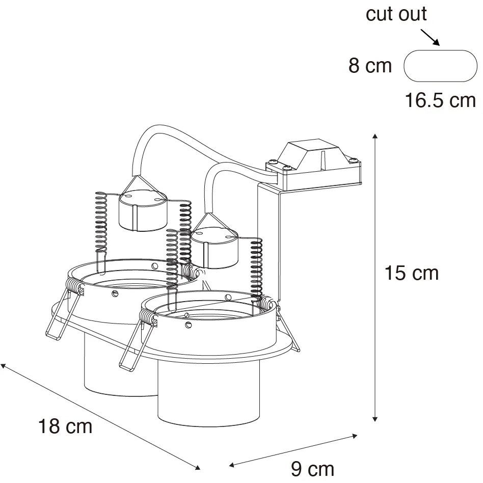 Conjunto de 6 Focos Embutidos Brancos 2-Luzes GU10 50mm - Installa