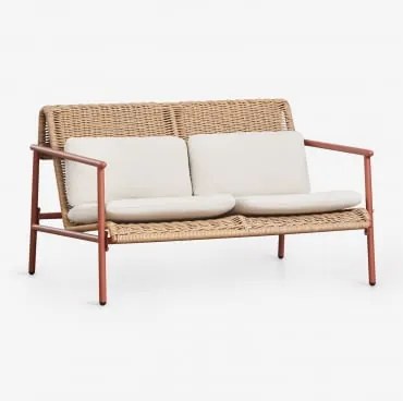 Sofá De Jardim De 2 Lugares Em Alumínio E Rattan Sintético Duroli Terracota - Sklum